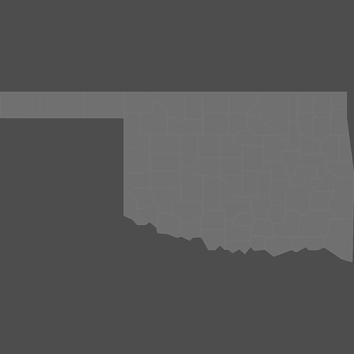 Preview of Blank Printable Map of Oklahoma Counties (Dark Theme)