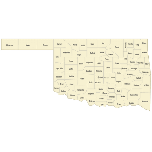 Preview of Labeled Map of Oklahoma Counties