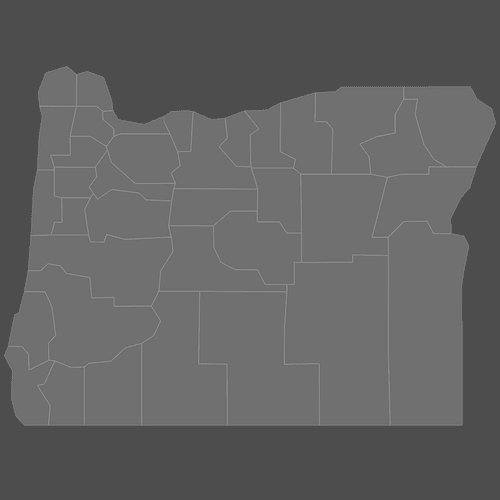 Preview of Blank Map of Oregon Counties (Dark)