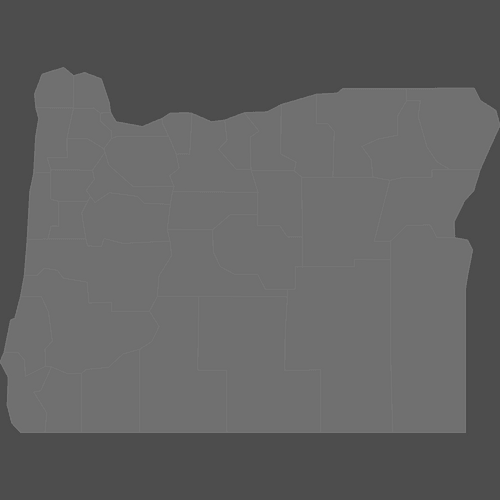 Preview of Blank Printable Map of Oregon Counties (Dark Theme)