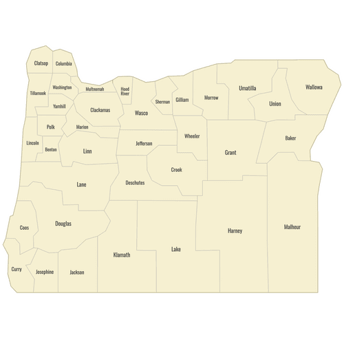 Preview of Labeled Map of Oregon Counties