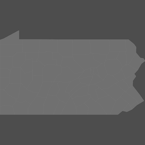 Preview of Blank Printable Map of Pennsylvania Counties (Dark Theme)