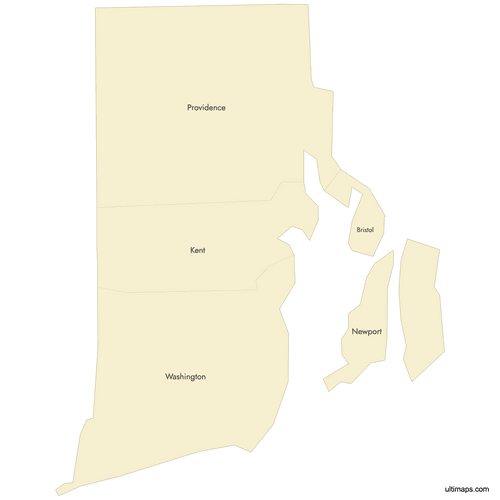 Preview of Labeled Map of Rhode Island Counties