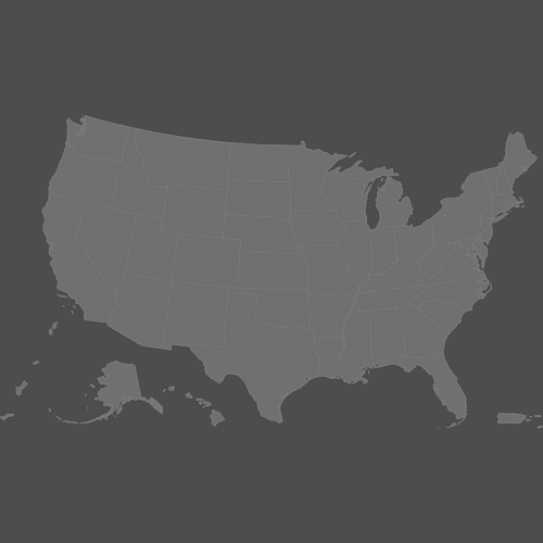 Preview of Blank Printable Map of the United States with Outlying Territories (Dark Theme)