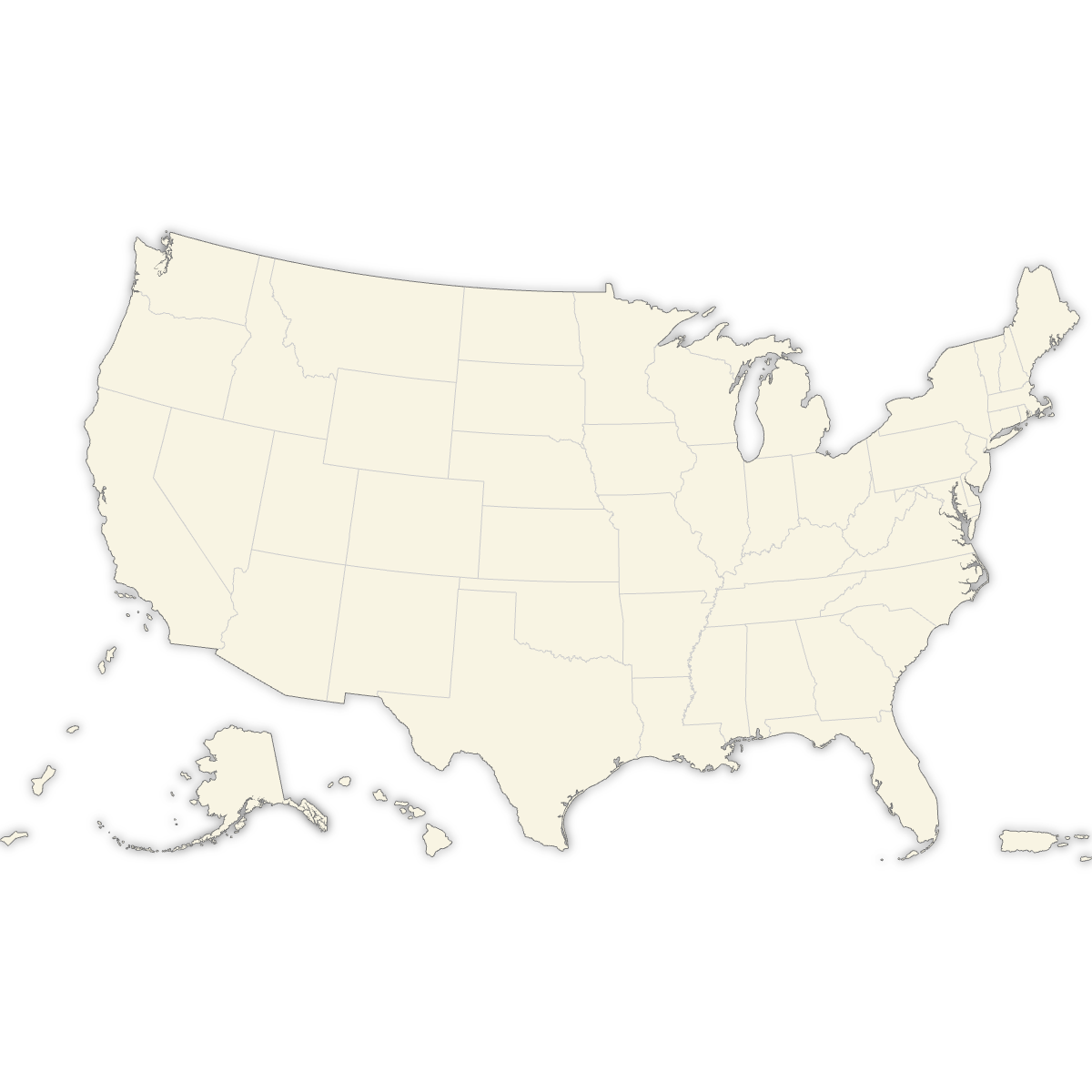 Blank Map of the United States with Outlying Territories