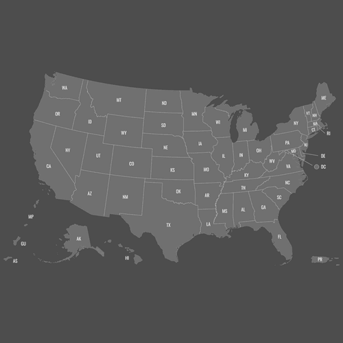 Preview of Labeled Map of the United States with Outlying Territories (Dark)