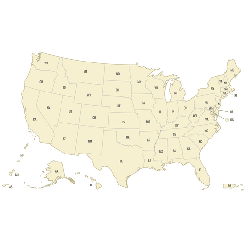 Preview of Labeled Map of the United States with Outlying Territories