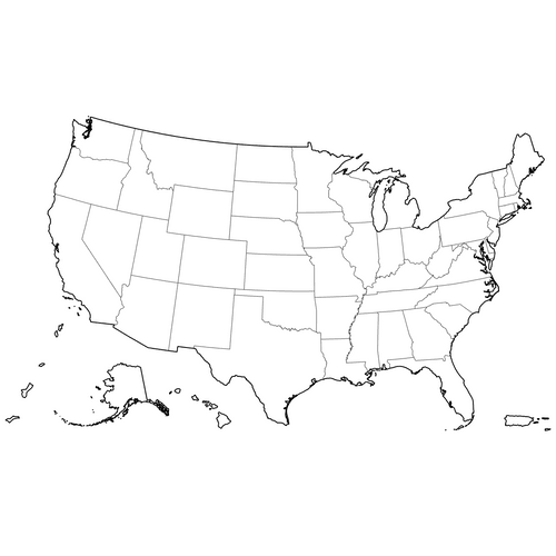 Preview of Outline Map of the United States with Outlying Territories