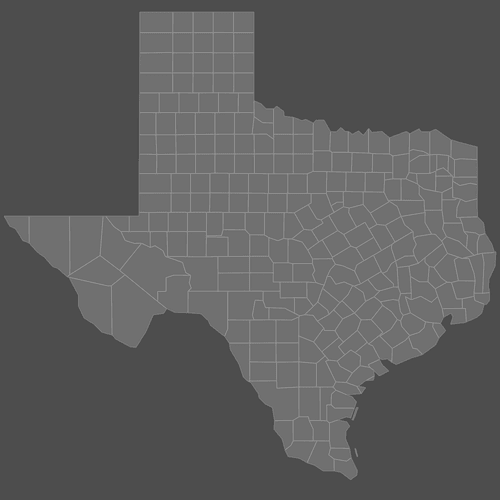 Preview of Blank Map of Texas Counties (Dark)