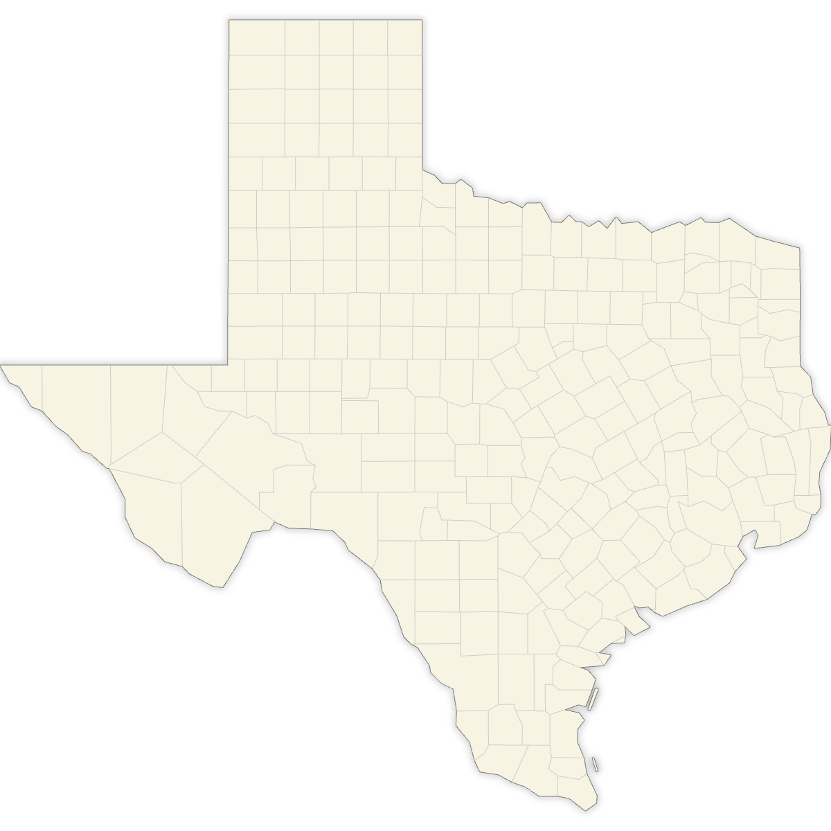 Blank Map of Texas Counties