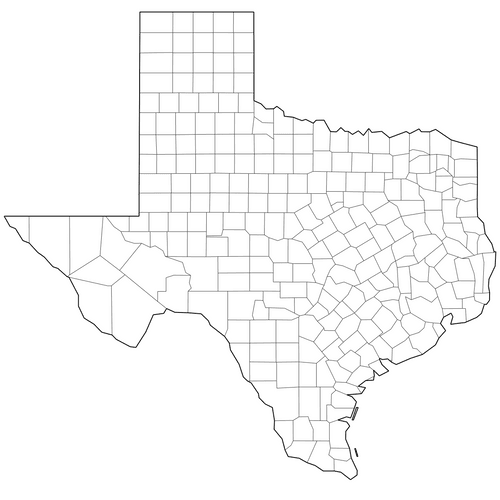 Preview of Outline Map of Texas Counties