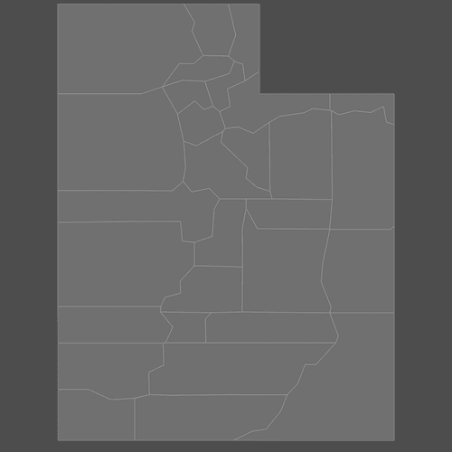 Preview of Blank Map of Utah Counties (Dark)