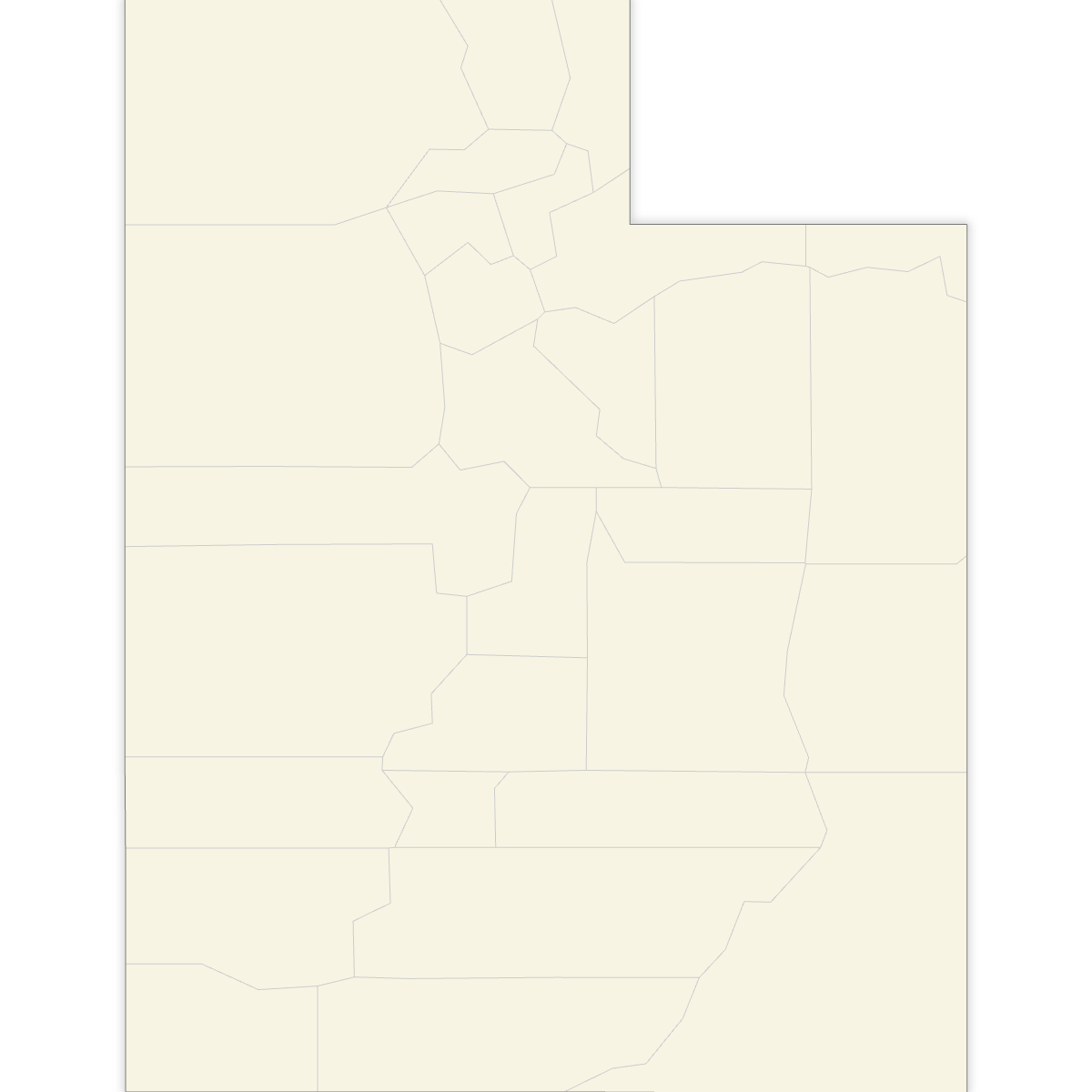 Blank Map of Utah Counties