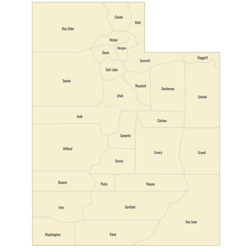 Preview of Labeled Map of Utah Counties