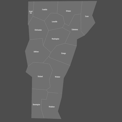 Preview of Labeled Map of Vermont Counties (Dark)