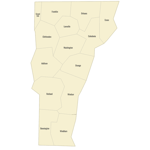 Preview of Labeled Map of Vermont Counties