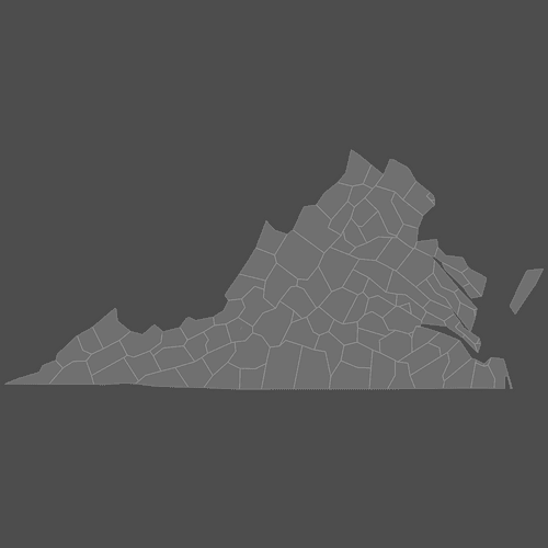 Preview of Blank Map of Virginia Counties (Dark)