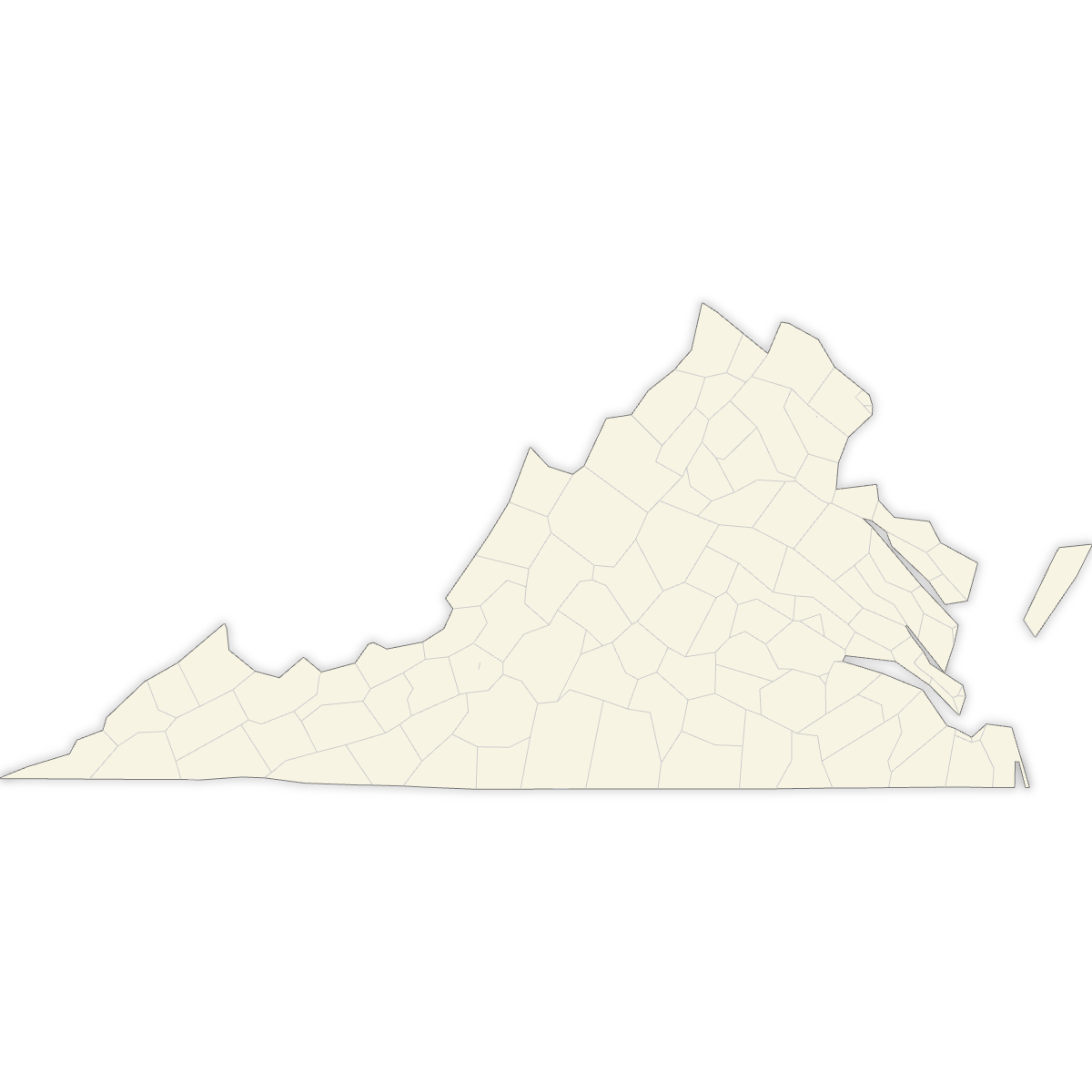 Blank Map of Virginia Counties