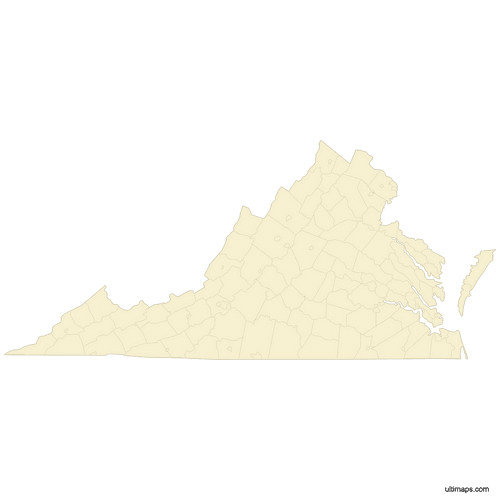 Preview of Vector Map of Virginia Counties