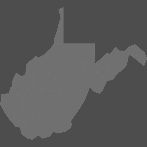 Preview of Blank Printable Map of West Virginia Counties (Dark Theme)