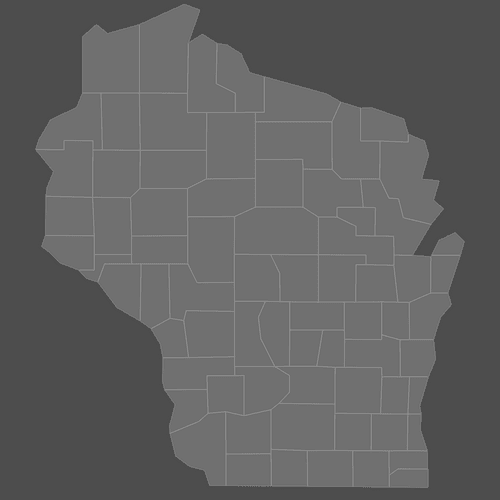 Preview of Blank Map of Wisconsin Counties (Dark)