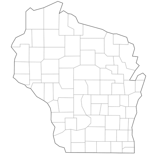 Preview of Outline Map of Wisconsin Counties