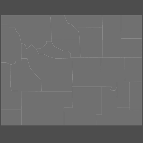 Preview of Blank Map of Wyoming Counties (Dark)