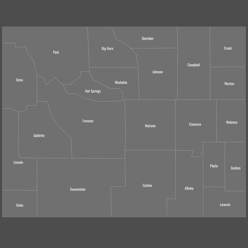 Preview of Labeled Map of Wyoming Counties (Dark)